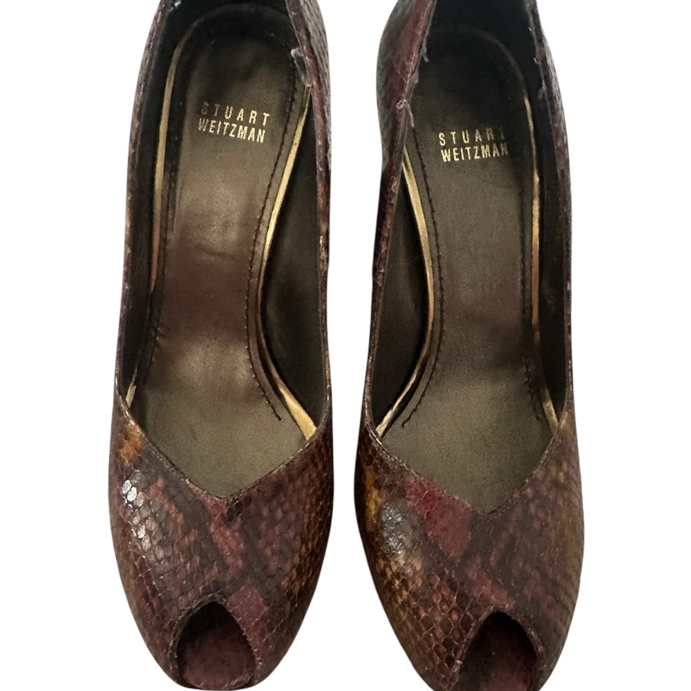Stuart Weitzman Burgundy Snakeskin Heels
